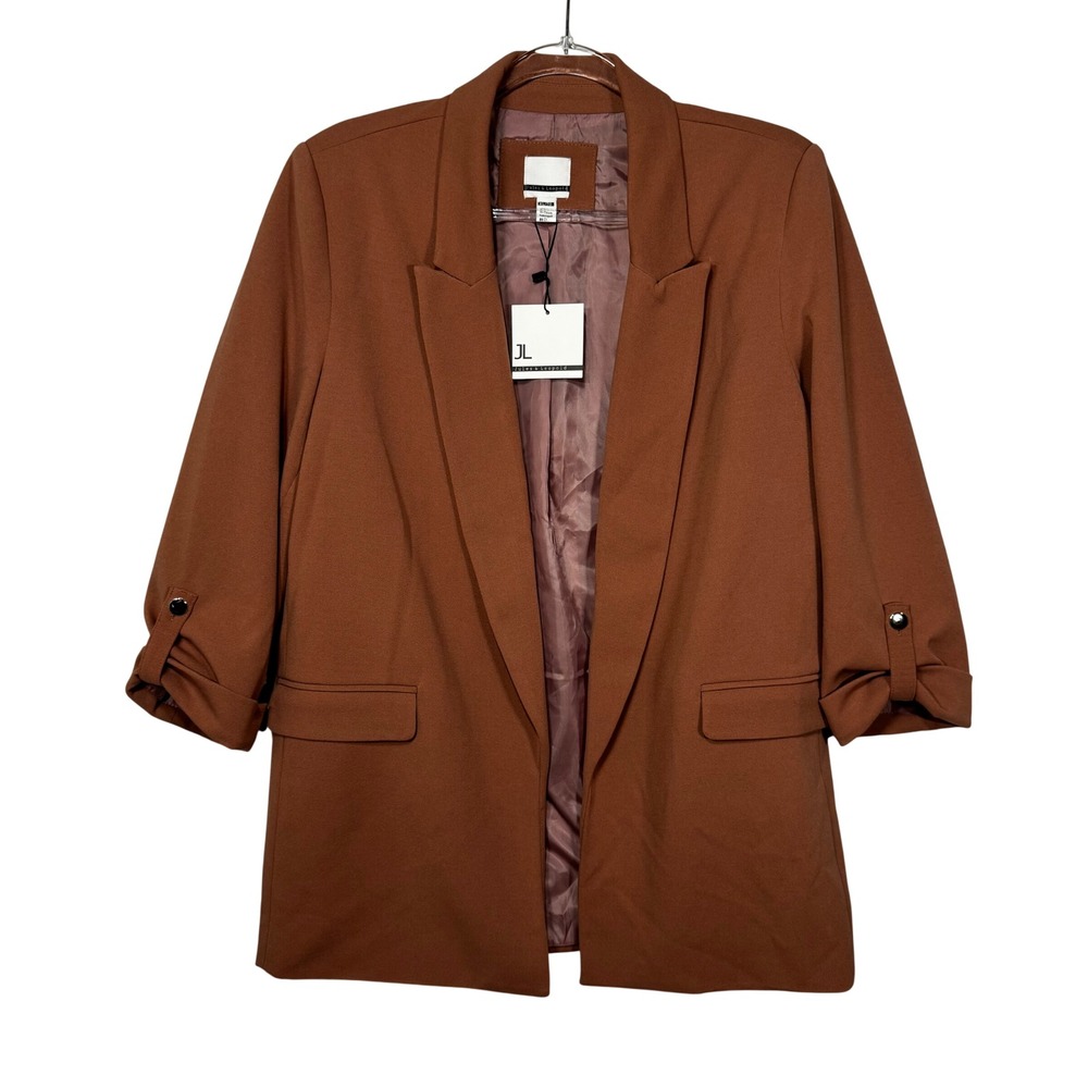 Jules & Leopold Blazer Womens‎ XL Rust NEW Ruched Sleeve Open Front